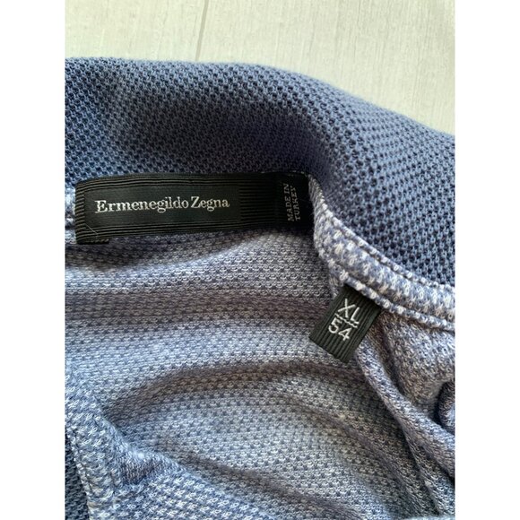 Ermenegildo Zegna XL Polo Shirt Blue Textured Cotton - Picture 7 of 10